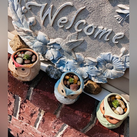 3 Brand New Mini Owl🦉Planters, Great for Mini Live or Faux Succulents or Whatev - Picture 1 of 16